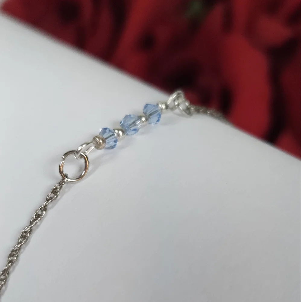 Handmade Dainty Blue Crystal Bar Silver Bracelet Dainty Crystal Chain Bracelet